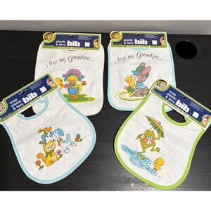 Vintage Snap Plastic & Terry Bib Cloth Baby New Old Stock Tommee Tippee Lot Of 4